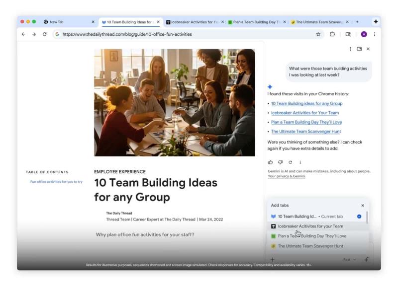 Gemini in Chrome 正式登台：不換分頁就能摘要、寫信、規劃行程