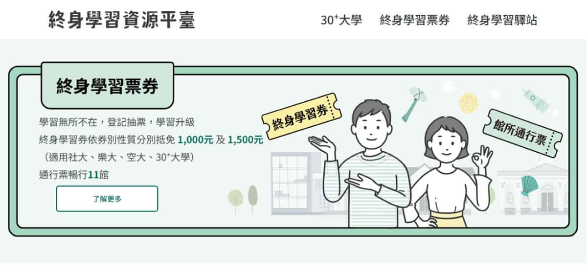 終身學習券 vs. 館所通行票：教育部這兩張票怎麼用、誰可以抽？