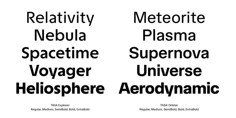 TASA 國家太空中心設計的免費英文字體，TASA Explorer 和 TASA Orbiter 現在 Google Fonts 就能免費用