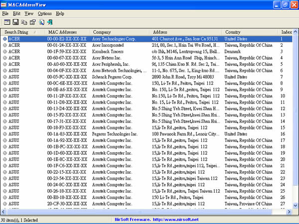 MACAddressView 查詢網卡 MAC Address(免安裝)