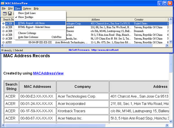 MACAddressView 查詢網卡 MAC Address(免安裝)