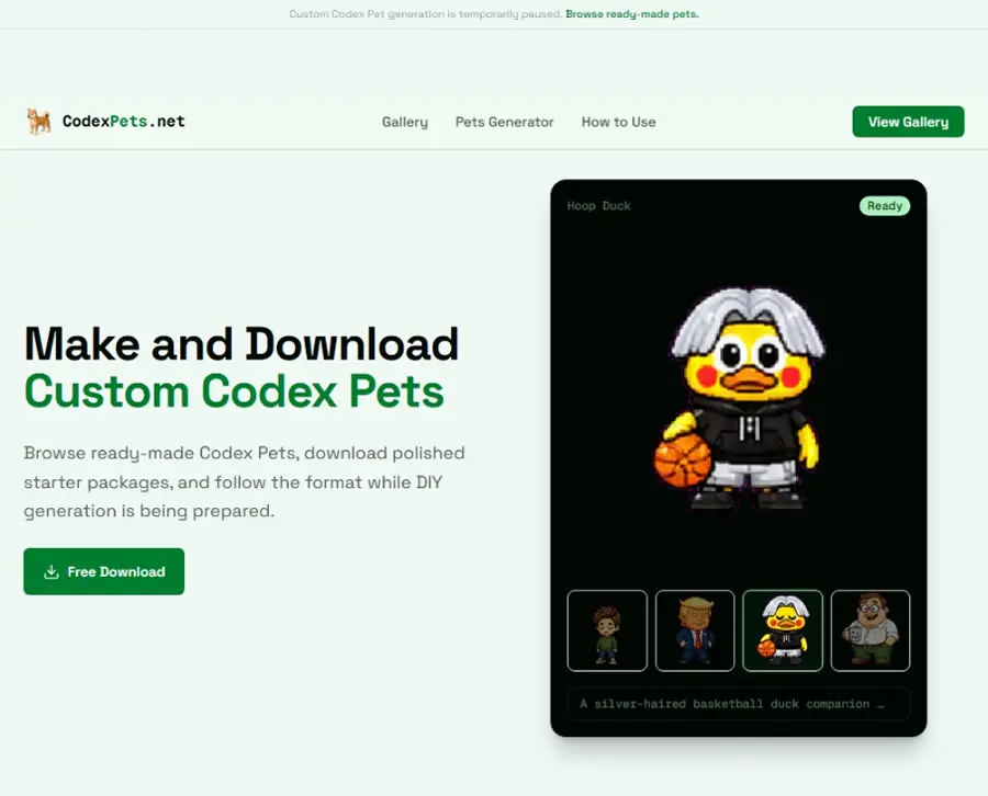 Codex 內建寵物不夠用？CodexPets.net 一次蒐集 800+ 隻，杰倫、悟空都能抓