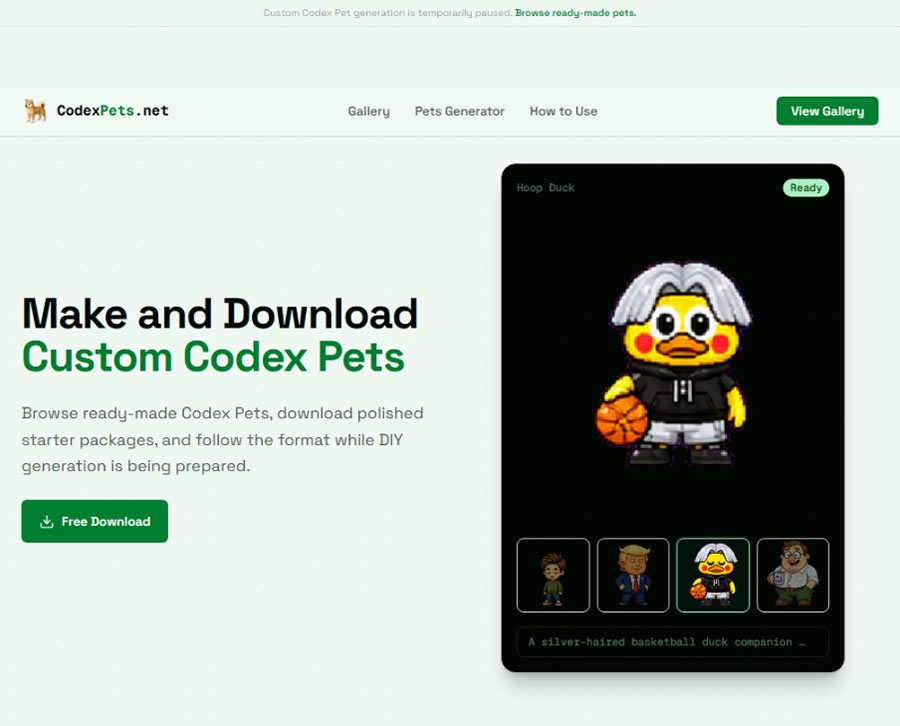 Codex 內建寵物不夠用？CodexPets.net 一次蒐集 800+ 隻，杰倫、悟空都能抓