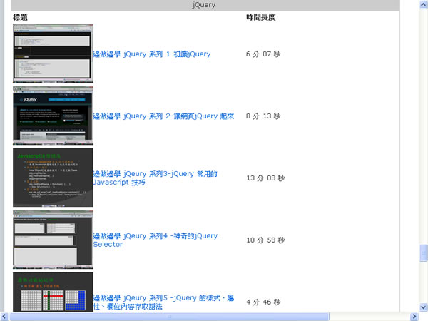 微軟 MSDN 學習園地「邊做邊學」系列影片，包含 jQuery、Web Application Toolkit、雲端運算、PHP等共 12 個系列