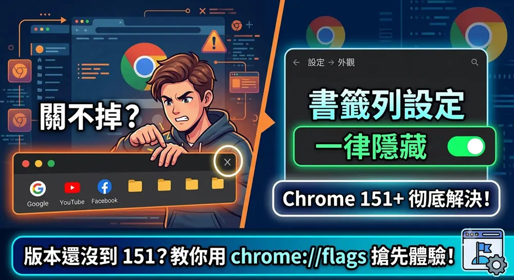 Chrome 新分頁的書籤列終於可以移除了！官方正式功能及搶先體驗一次看