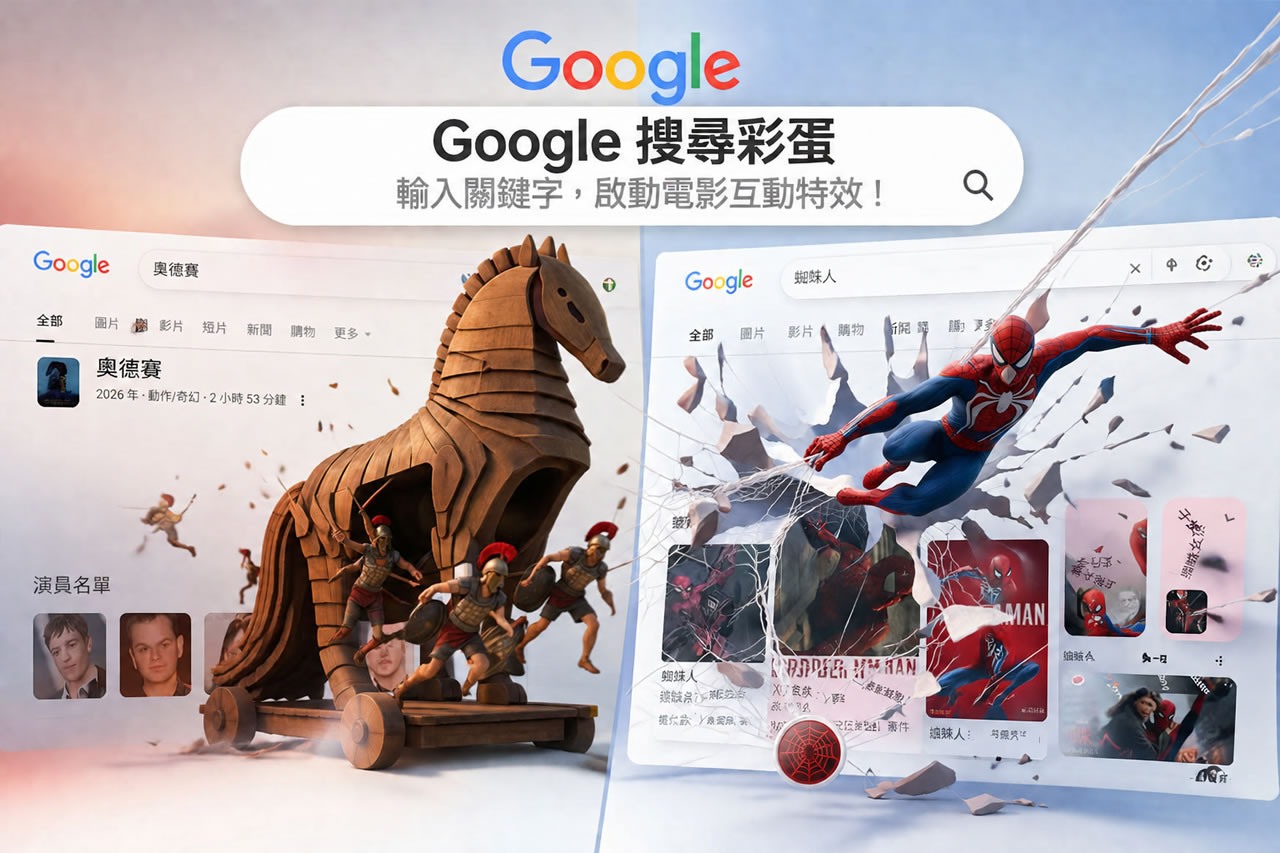 Google 又玩梗！搜「奧德賽」木馬屠城重現螢幕、搜「蜘蛛人」秒噴蛛絲炸畫面