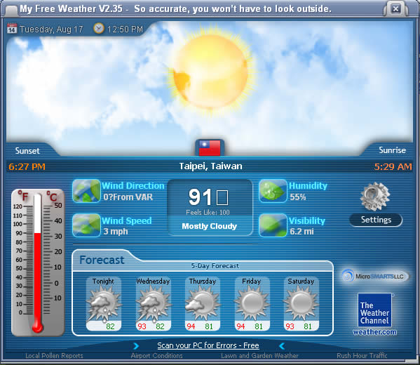 My Free Weather 即時更新的天氣預報軟體 My Free Weather 即時更新的天氣預報軟體