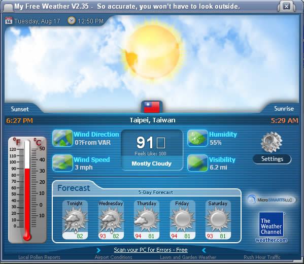 My Free Weather 即時更新的天氣預報軟體