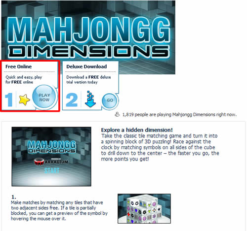 微軟 MSN 線上免費的 Mahjongg Dimensions 益智遊戲