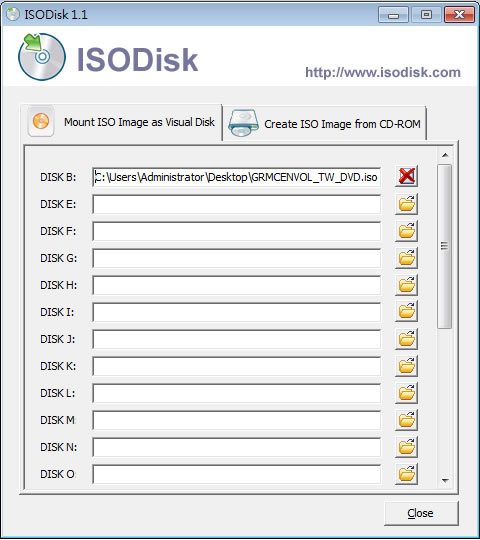 ISODisk 可製作 ISO 光碟映像檔及掛載映像檔成為虛擬光碟機的實用工具 ISODisk 可製作 ISO 光碟映像檔及掛載映像檔成為虛擬光碟機的實用工具