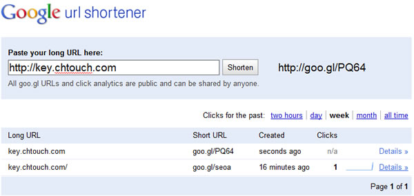 「Google URL Shortener」Google 官網的縮短網址服務，包含網址流量分析及網址 QR code