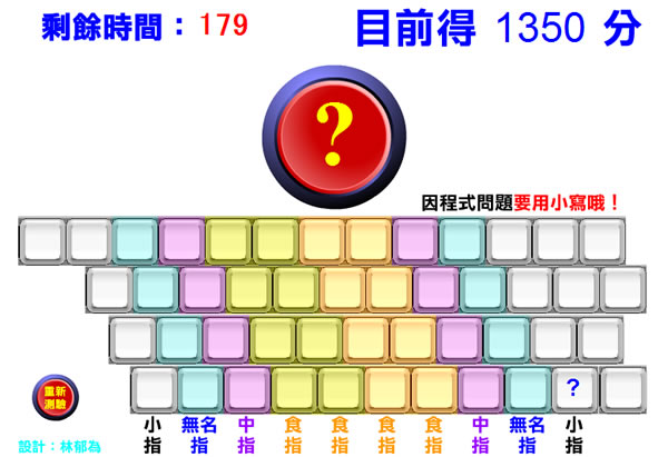 「快打高手」讓小朋友從遊戲中練習打電腦鍵盤上的數字符號、英文字母及注音符號