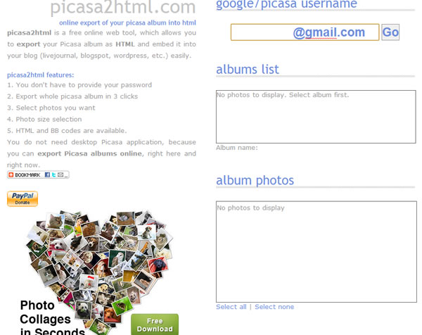 picasa2html.com 批次取出 Picasa 網路相簿中照片的 HTML 及 BB Code 外連語法 picasa2html.com 批次取出 Picasa 網路相簿中照片的 HTML 及 BB Code 外連語法