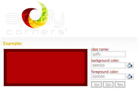 Spiffy Corners 簡單實用的線上 CSS 圓角框產生器 Spiffy Corners 簡單實用的線上 CSS 圓角框產生器