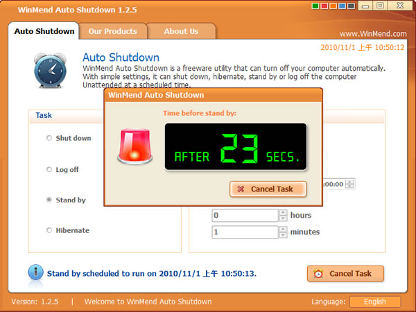 WinMend Auto Shutdown 可排程每日、指定日期時間或使用倒數計時的電腦自動關機工具