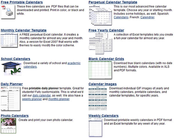 Vertex42 線上下載 Excel、PDF 格式的年曆或月曆 Vertex42 線上下載 Excel、PDF 格式的年曆或月曆