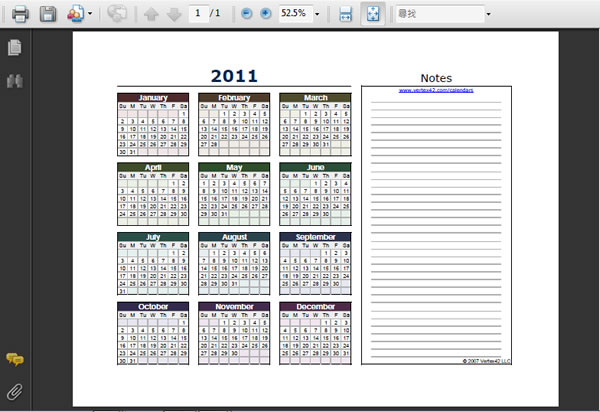 Vertex42 線上下載 Excel、PDF 格式的年曆或月曆 Vertex42 線上下載 Excel、PDF 格式的年曆或月曆