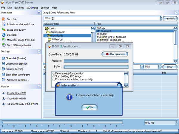 Your Free DVD Burner 免費燒錄軟體，可建立 CD、DVD 及 光碟映像檔