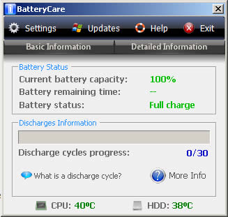 BatteryCare 監測筆記型電腦電池並顯示 CPU 及 硬碟溫度