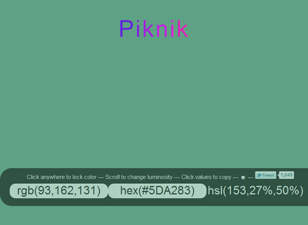 Piknik 線上顏色選擇工具