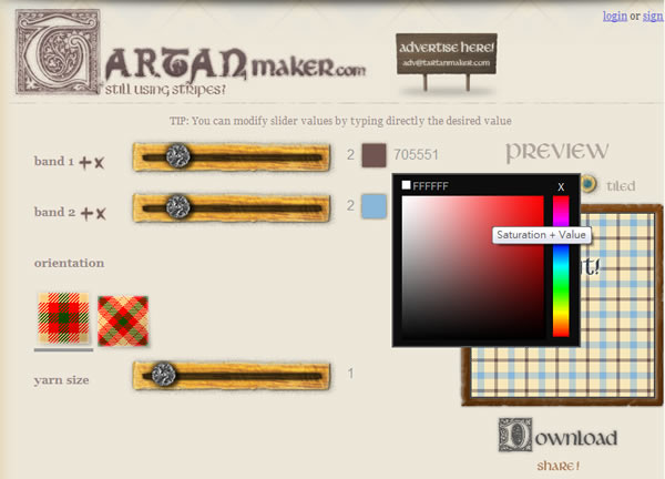 Tartan Maker 線上免費的網頁背景圖片製作服務