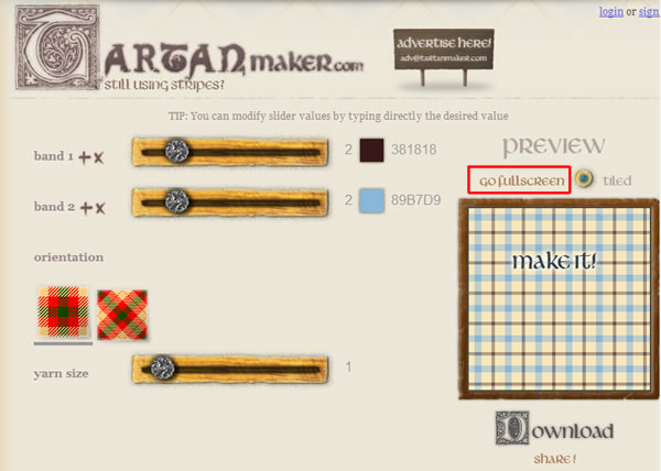 Tartan Maker 線上免費的網頁背景圖片製作服務 Tartan Maker 線上免費的網頁背景圖片製作服務