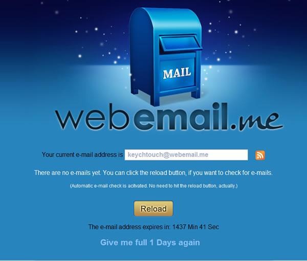 WebEmail.me 免費的拋棄式電子郵件信箱服務，有效期長達一天！