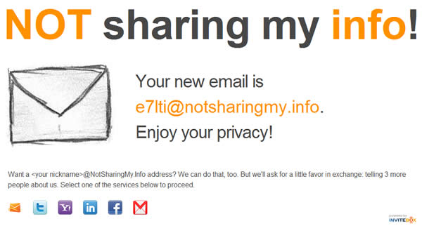 NotSharingMy.Info 免費匿名電子郵件信箱，隱藏你的真實信箱
