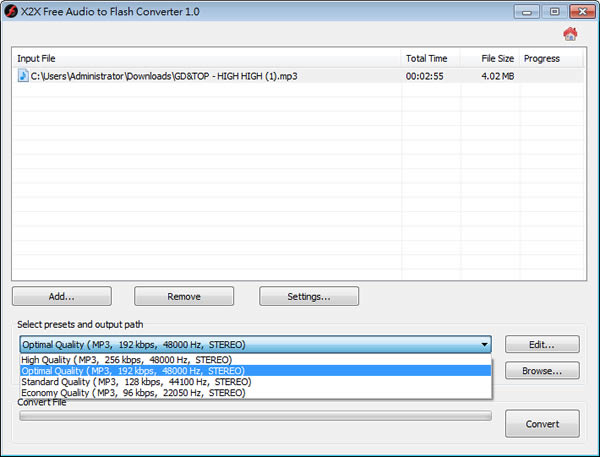 X2X Free Audio to Flash Converter 實用的將音樂或影片轉成 Flash 的 SWF 或 MP3 格式的免費工具 X2X Free Audio to Flash Converter 實用的將音樂或影片轉成 Flash 的 SWF 或 MP3 格式的免費工具