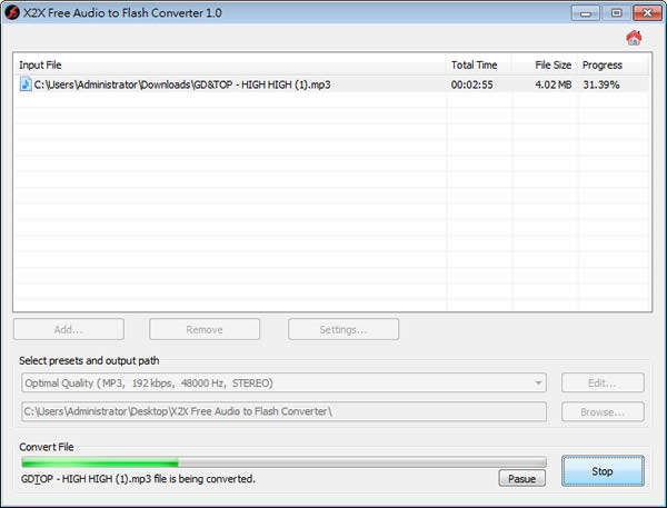 X2X Free Audio to Flash Converter 實用的將音樂或影片轉成 Flash 的 SWF 或 MP3 格式的免費工具 X2X Free Audio to Flash Converter 實用的將音樂或影片轉成 Flash 的 SWF 或 MP3 格式的免費工具
