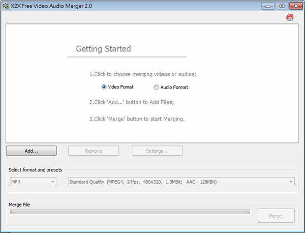 X2X Free Video Audio Merger 實用的音樂或影片合併工具