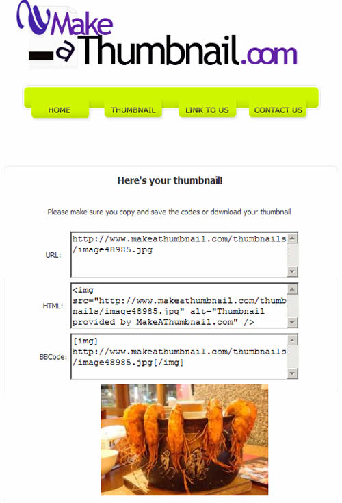 Make a Thumbnail 可產生上傳圖片的縮圖，並提供縮圖的網址連結