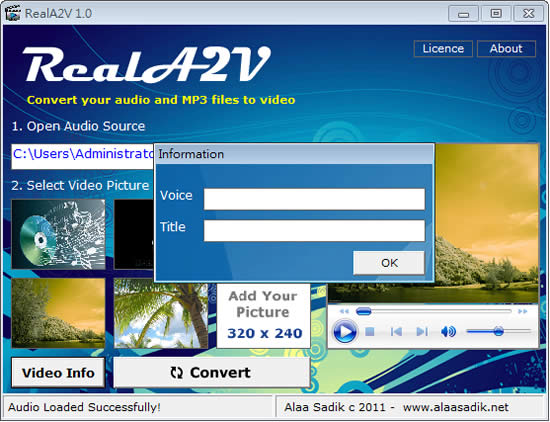 RealA2V 將 MP3 轉為 AVI 影片格式 RealA2V 將 MP3 轉為 AVI 影片格式