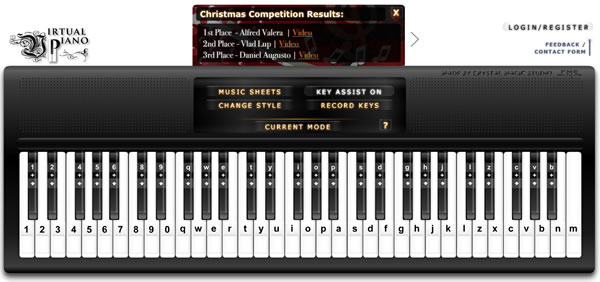 Virtual Piano 在網頁上彈鋼琴