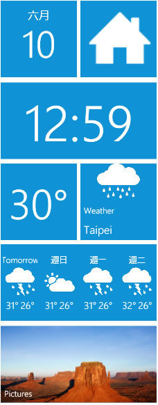 Metro Home 讓 Windows 裡也能有像 Windows Phone 7 的時間及天氣預報樣式(免安裝)