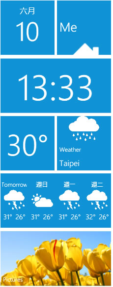 Metro Home 讓 Windows 裡也能有像 Windows Phone 7 的時間及天氣預報樣式(免安裝)