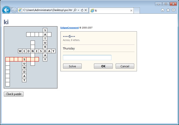 EclipseCrossword 英文填字遊戲產生器