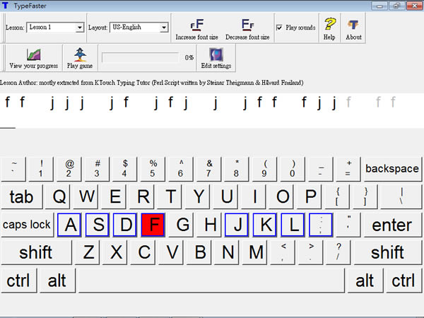 TypeFaster 免費的英打練習引導軟體