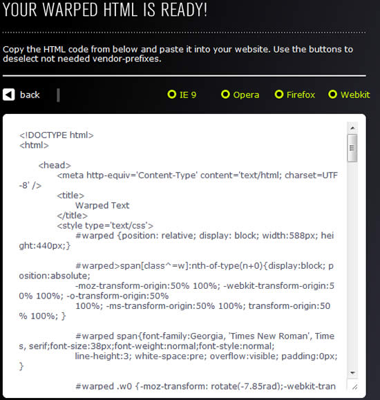 csswarp 可將文字搭配自訂曲線,讓文字旋轉、彎曲的 CSS 及 HTML 產生器 csswarp 可將文字搭配自訂曲線,讓文字旋轉、彎曲的 CSS 及 HTML 產生器