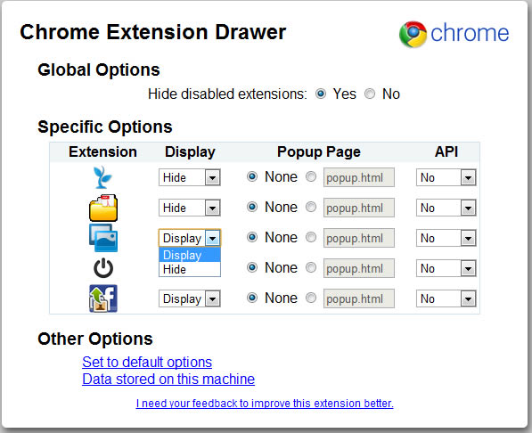 Chrome extension Drawer 將 Google Chrome 所有擴充功能整合到一個下拉選單 Chrome extension Drawer 將 Google Chrome 所有擴充功能整合到一個下拉選單