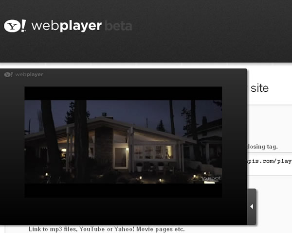Yahoo! WebPlayer 可嵌入在網頁裡的影音播放器,具自動隱藏的功能 Yahoo! WebPlayer 可嵌入在網頁裡的影音播放器,具自動隱藏的功能