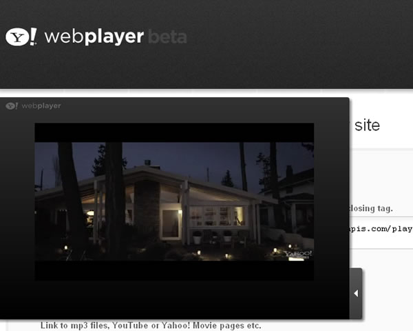 Yahoo! WebPlayer 可嵌入在網頁裡的影音播放器，具自動隱藏的功能