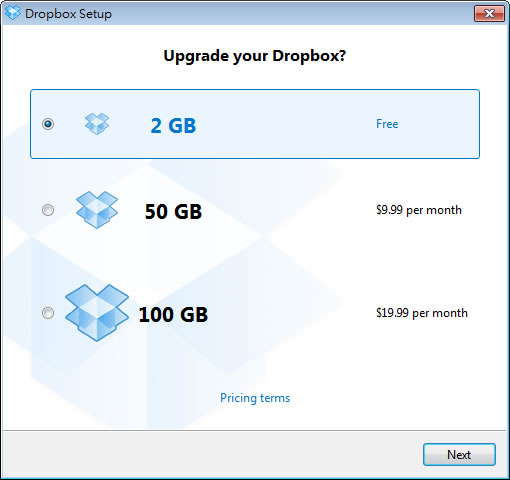 Dropbox 實用的網路儲存檔案服務，可與本機電腦同步及檔案分享