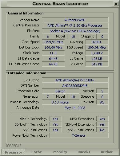 「Central Brain Identifier」AMD CPU 的檢測工具