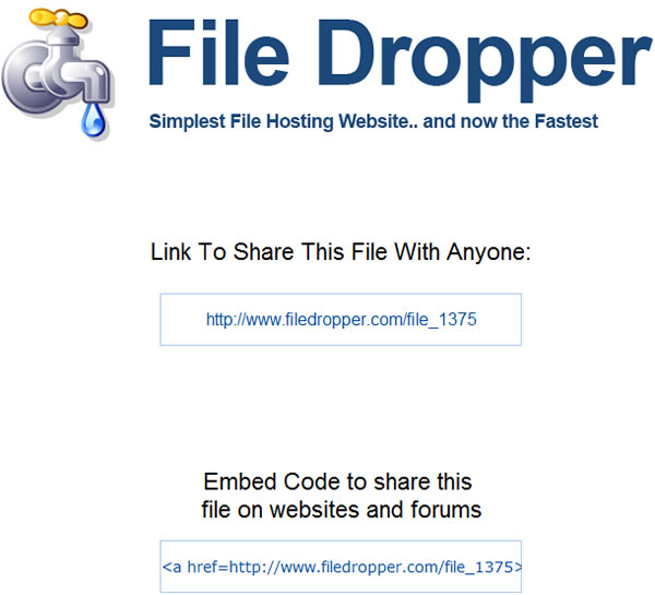 File Dropper 單檔 5GB 的檔案分享免費服務