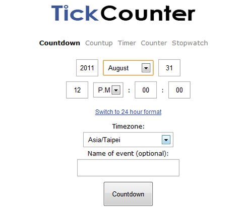 TickCounter 功能多樣的線上計時器 TickCounter 功能多樣的線上計時器