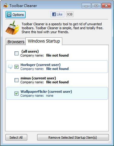 Toolbar Cleaner 瀏覽器外掛元件或擴充功能移除工具，支援 IE、Firefox 及 Chrome