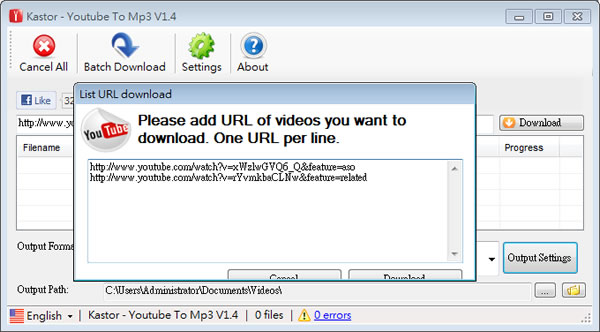 Kastor Youtube To Mp3 可擷取 Youtube 影片中的聲音成 MP3、WMA 或 AAC 檔案的免費工具 Kastor Youtube To Mp3 可擷取 Youtube 影片中的聲音成 MP3、WMA 或 AAC 檔案的免費工具