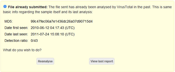 VirusTotal 線上掃毒免費服務，包含 Avast、NOD32、Microsoft、McAfee、Symatec 等 40套防毒引擎