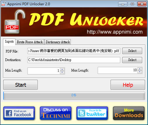 Appnimi PDF Unlocker 移除 PDF 密碼及相關保全等限制